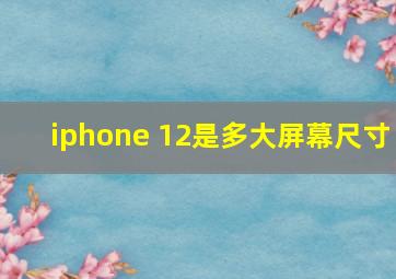 iphone 12是多大屏幕尺寸